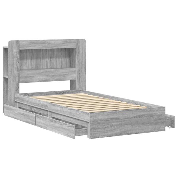 Bettgestell mit Stauraum Grau Sonoma 90 x 190 cm Holzwerkstoff