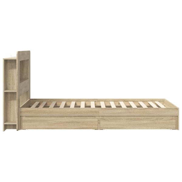 Bettgestell mit Stauraum Sonoma-Eiche 90 x 200 cm Holzwerkstoff