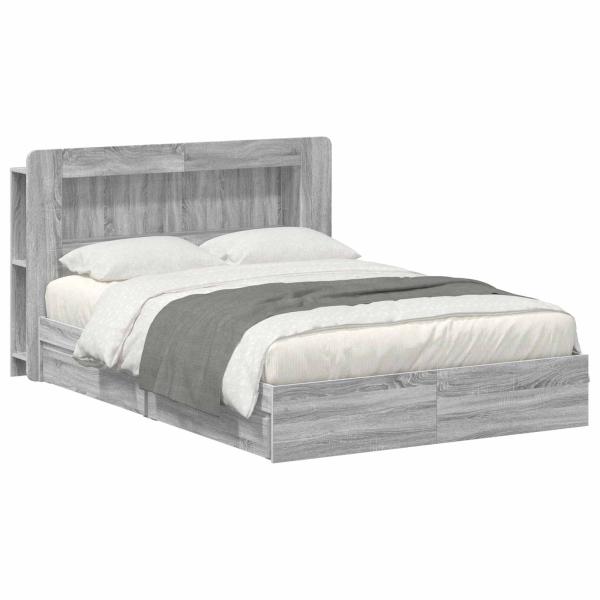 Bettgestell mit Stauraum Grau Sonoma 140 x 200 cm Holzwerkstoff