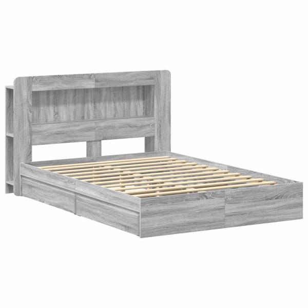 Bettgestell mit Stauraum Grau Sonoma 140 x 200 cm Holzwerkstoff
