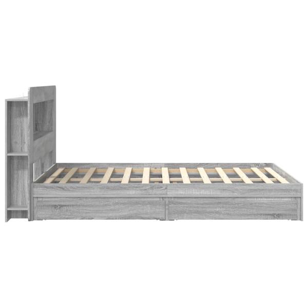 Bettgestell mit Stauraum Grau Sonoma 150 x 200 cm Holzwerkstoff