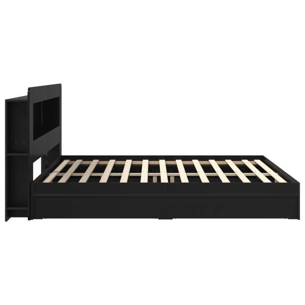 Bettgestell mit Stauraum Schwarz 200 x 200 cm Holzwerkstoff