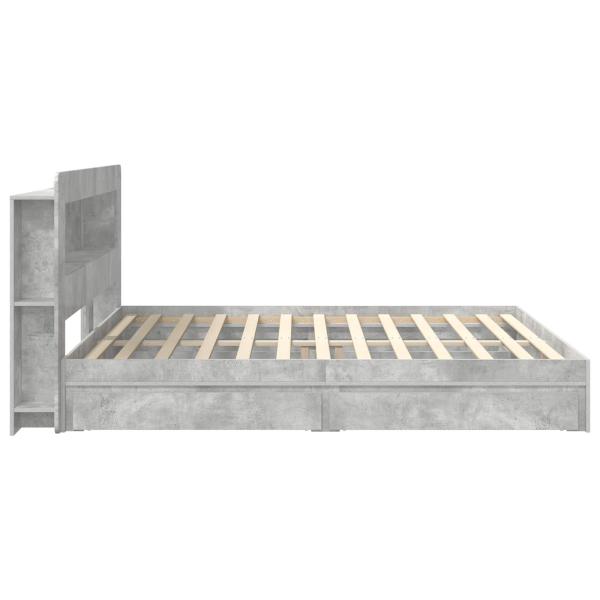 Bettgestell mit Stauraum Betongrau 200 x 200 cm Holzwerkstoff