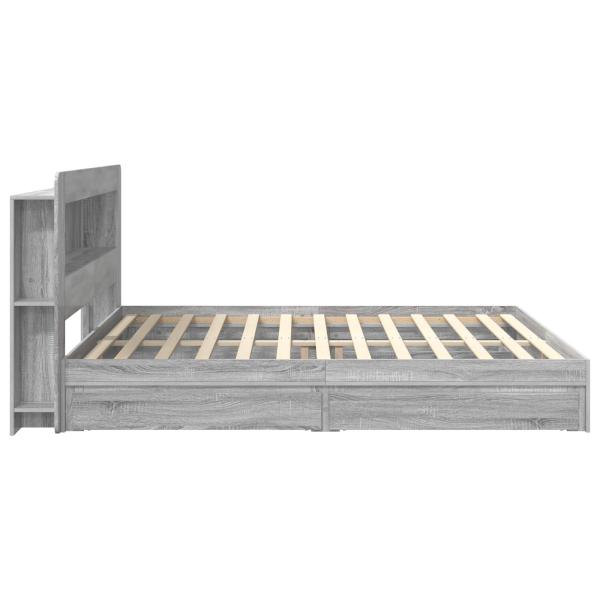Bettgestell mit Stauraum Grau Sonoma 200 x 200 cm Holzwerkstoff