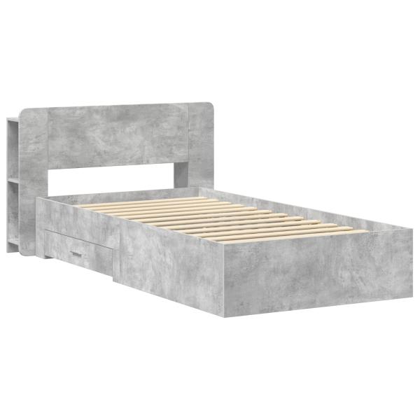 Bettgestell mit Stauraum Betongrau 75 x 190 cm Holzwerkstoff