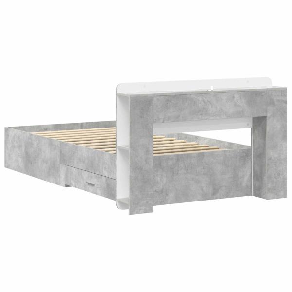 Bettgestell mit Stauraum Betongrau 75 x 190 cm Holzwerkstoff