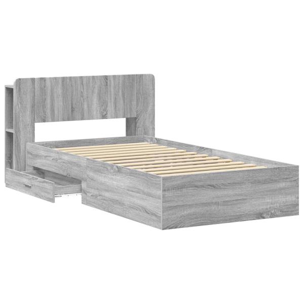 Bettgestell mit Stauraum Grau Sonoma 90 x 200 cm Holzwerkstoff