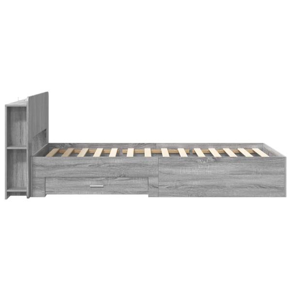 Bettgestell mit Stauraum Grau Sonoma 90 x 200 cm Holzwerkstoff