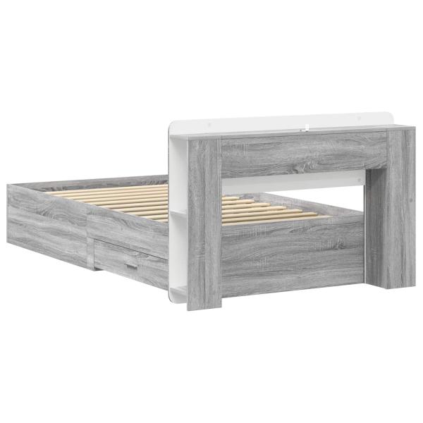 Bettgestell mit Stauraum Grau Sonoma 90 x 200 cm Holzwerkstoff