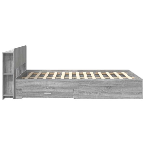 Bettgestell mit Stauraum Grau Sonoma 140 x 200 cm Holzwerkstoff