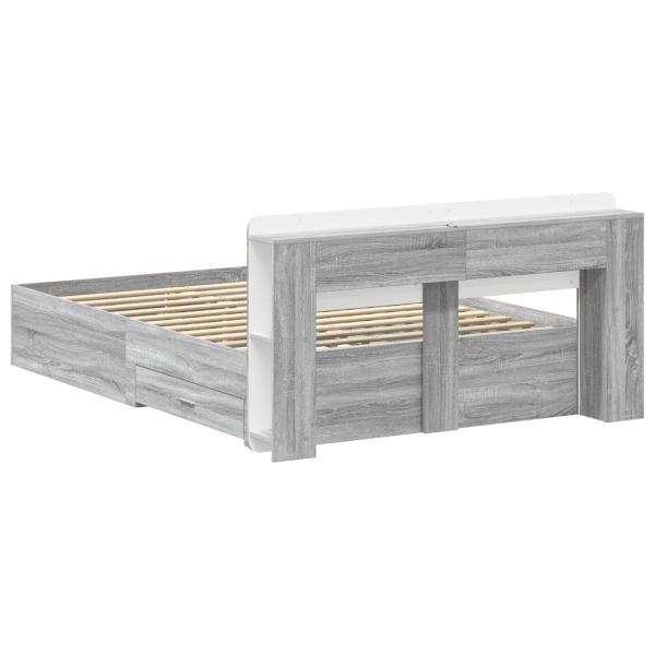 Bettgestell mit Stauraum Grau Sonoma 140 x 200 cm Holzwerkstoff