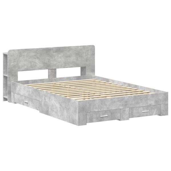 Bettgestell mit Stauraum Betongrau 160 x 200 cm Holzwerkstoff