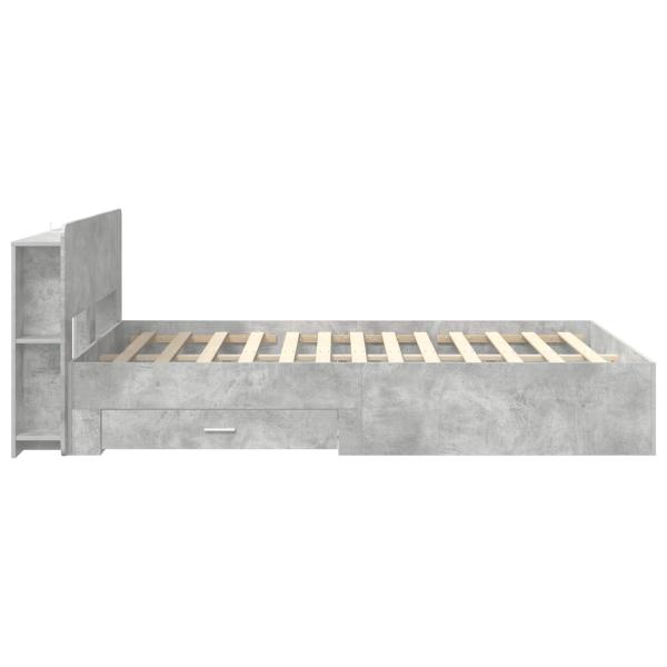 Bettgestell mit Stauraum Betongrau 160 x 200 cm Holzwerkstoff