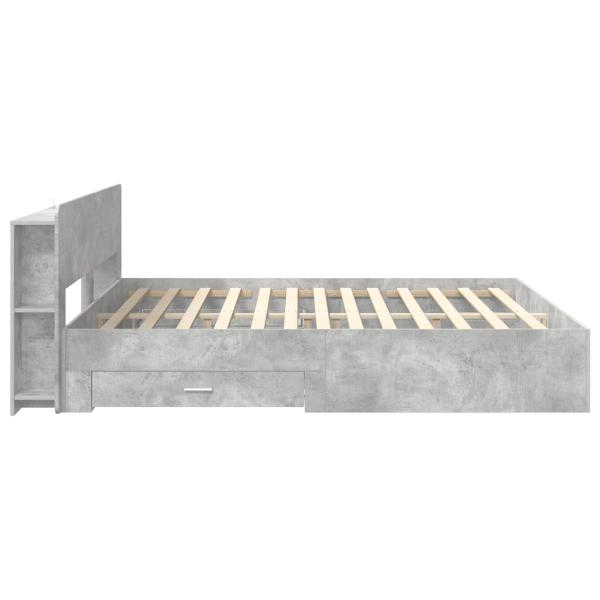 Bettgestell mit Stauraum Betongrau 200 x 200 cm Holzwerkstoff