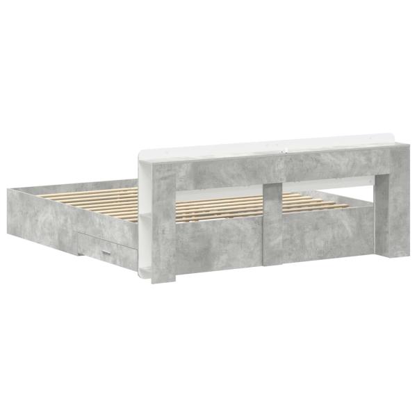 Bettgestell mit Stauraum Betongrau 200 x 200 cm Holzwerkstoff