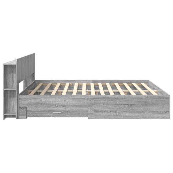 Bettgestell mit Stauraum Grau Sonoma 200 x 200 cm Holzwerkstoff