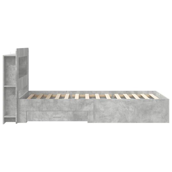 Bettgestell mit Stauraum Betongrau 75 x 190 cm Holzwerkstoff