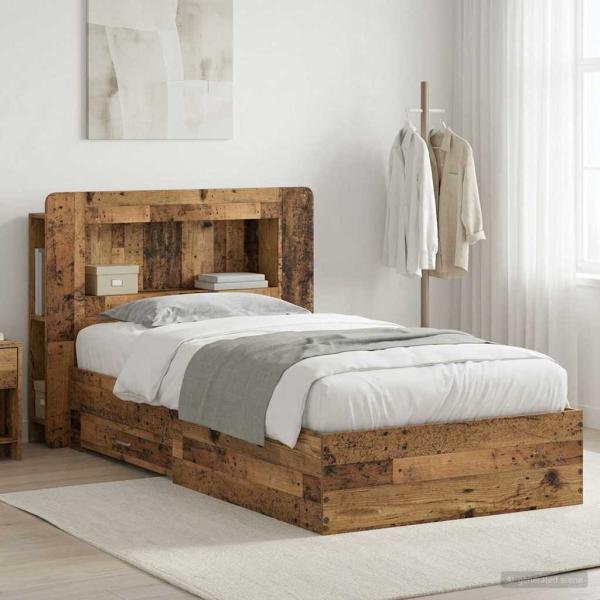 ARDEBO.de - Bettgestell mit Stauraum Altholz 80 x 200 cm Holzwerkstoff