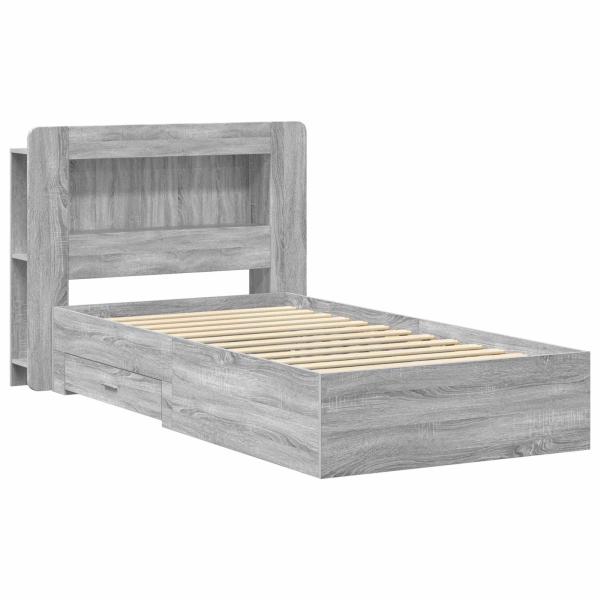 Bettgestell mit Stauraum Grau Sonoma 90 x 190 cm Holzwerkstoff