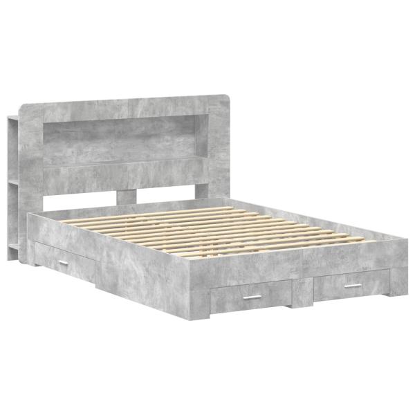 Bettgestell mit Stauraum Betongrau 160 x 200 cm Holzwerkstoff