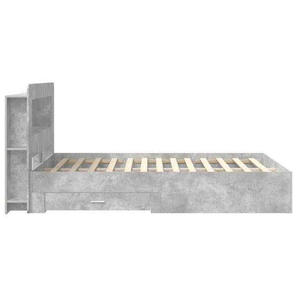 Bettgestell mit Stauraum Betongrau 160 x 200 cm Holzwerkstoff