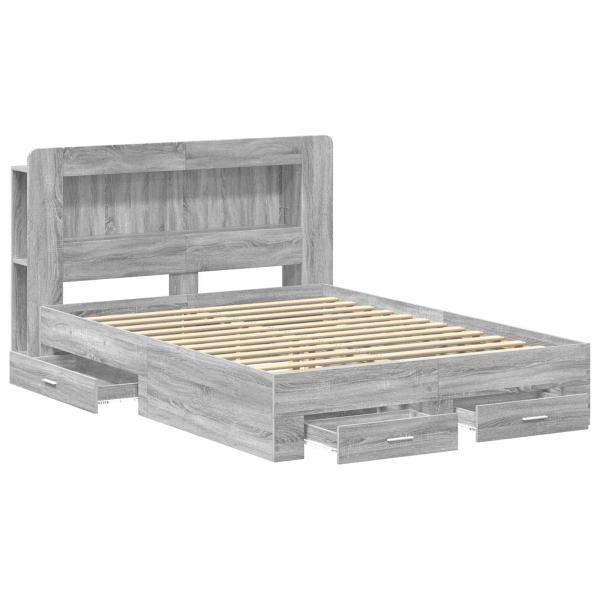 Bettgestell mit Stauraum Grau Sonoma 160 x 200 cm Holzwerkstoff