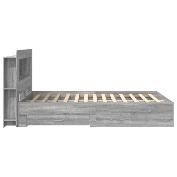 Bettgestell mit Stauraum Grau Sonoma 160 x 200 cm Holzwerkstoff