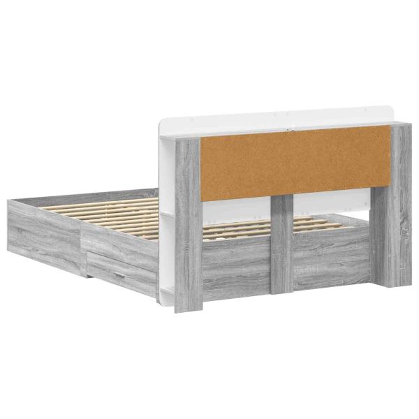Bettgestell mit Stauraum Grau Sonoma 160 x 200 cm Holzwerkstoff