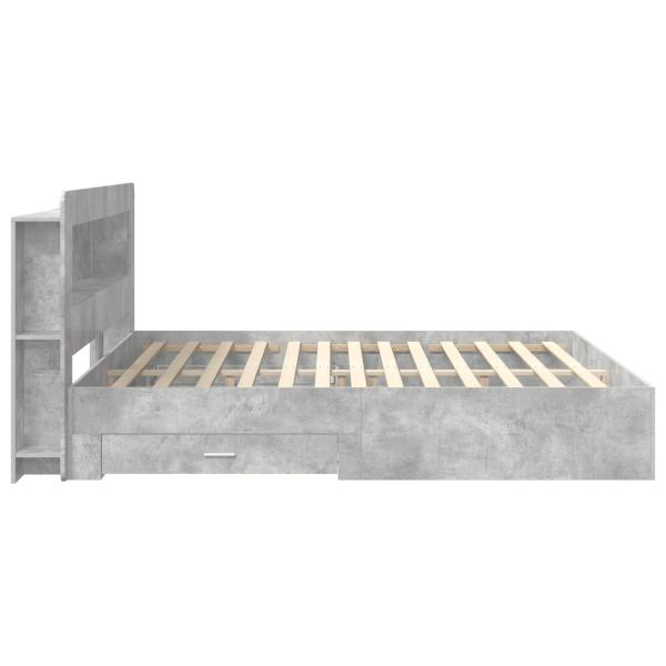 Bettgestell mit Stauraum Betongrau 200 x 200 cm Holzwerkstoff