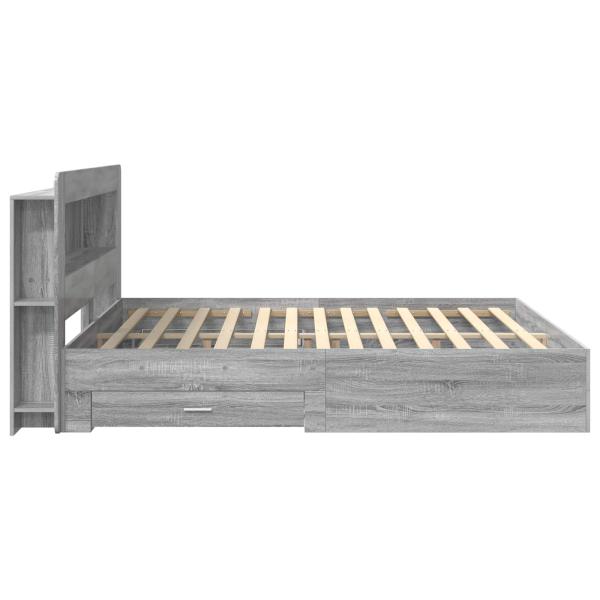 Bettgestell mit Stauraum Grau Sonoma 200 x 200 cm Holzwerkstoff