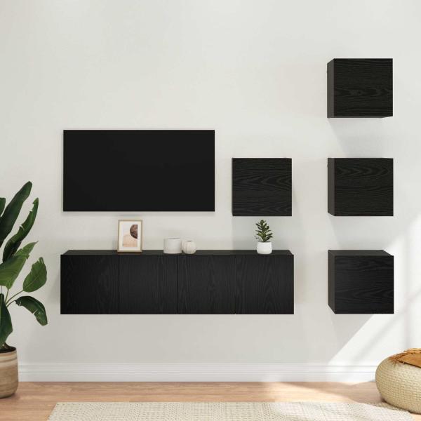 ARDEBO.de - TV-Schrankset 6 Stk. Schwarze Eiche Holzwerkstoff
