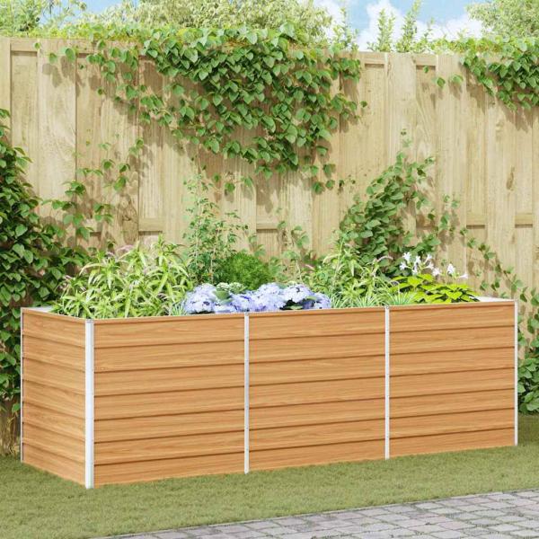 ARDEBO.de - Hochbeet Hellbraun 240 x 80 x 77 cm Verzinkter Stahl