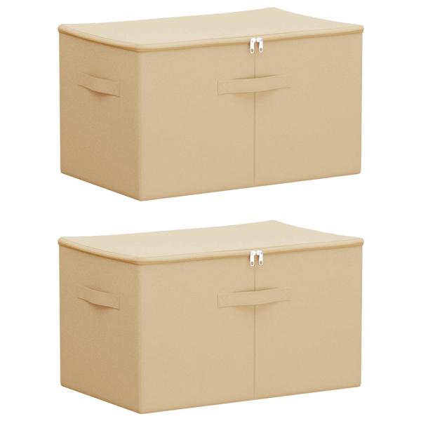 Aufbewahrungsbox 2 stk. Vliesstoff 60 x 43 x 35 cm 90,3 L Creme