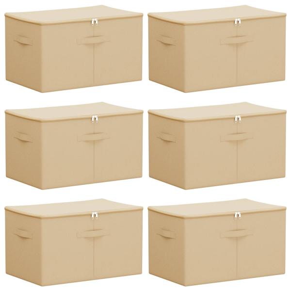 Aufbewahrungsbox 6 stk. Vliesstoff 60 x 43 x 35 cm 90,3 L Creme