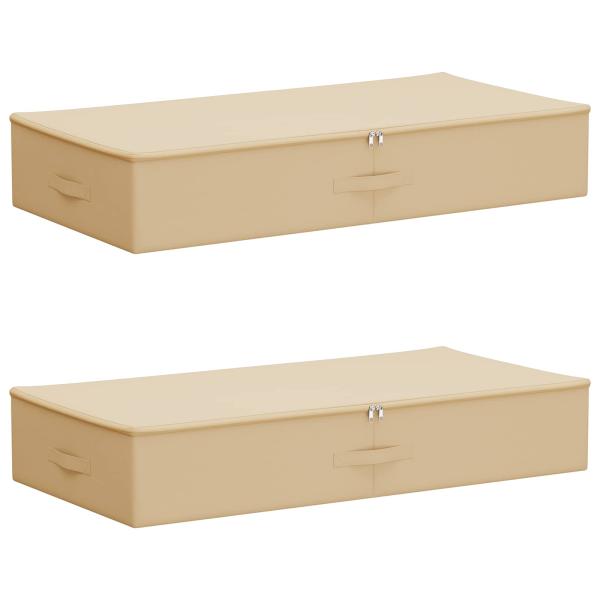 Aufbewahrungsbox 2 stk. Vliesstoff 100 x 50 x 18 cm 90 l Creme