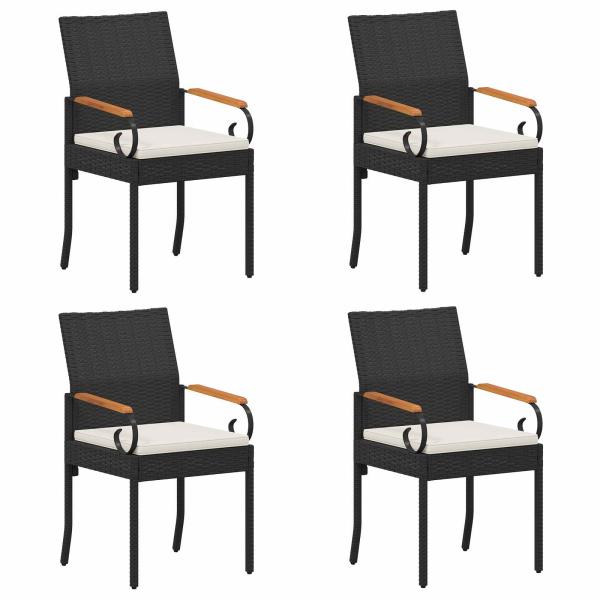 Gartenstühle 4 stk. Schwarz und Cremeweiß