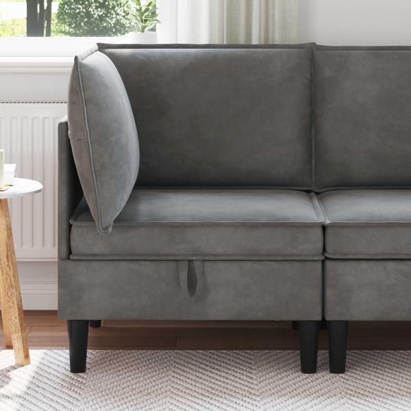 ARDEBO.de - Sofa mit Stauraum Dunkelgrau Samt