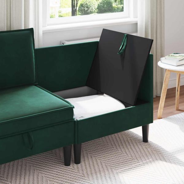 Sofa mit Stauraum Dunkelgrün Samt