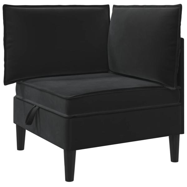 Sofa mit Stauraum Schwarz Samt