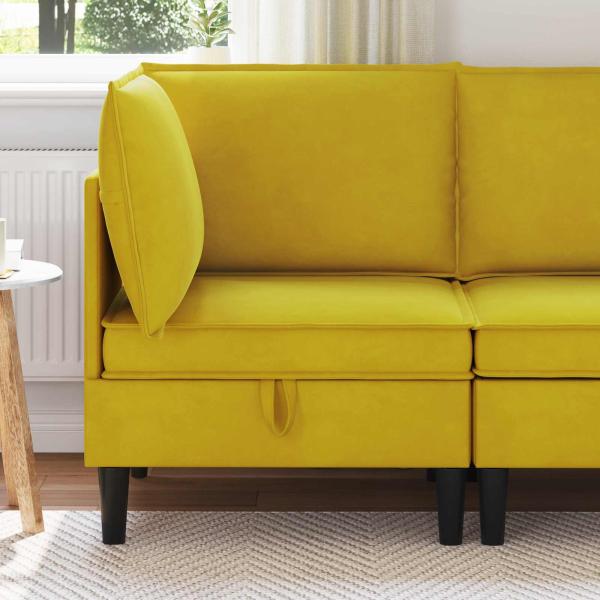 ARDEBO.de - Sofa mit Stauraum Gelb Samt