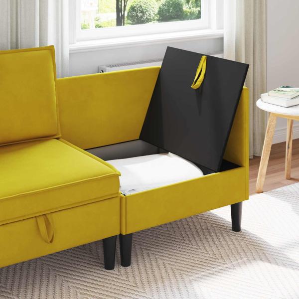 Sofa mit Stauraum Gelb Samt
