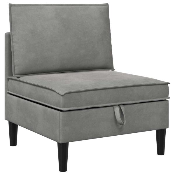 Mittels Sofa mit Stauraum Hellgrau Samt