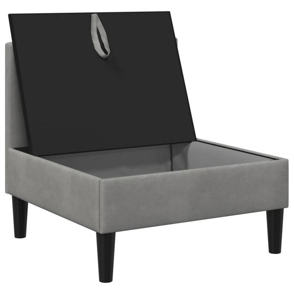 Mittels Sofa mit Stauraum Hellgrau Samt