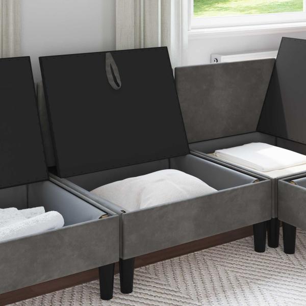 Mittels Sofa mit Stauraum Dunkelgrau Samt