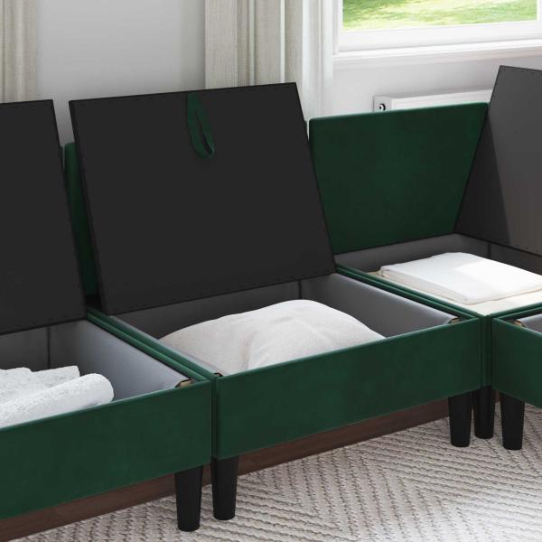 Mittels Sofa mit Stauraum Dunkelgr?n Samt