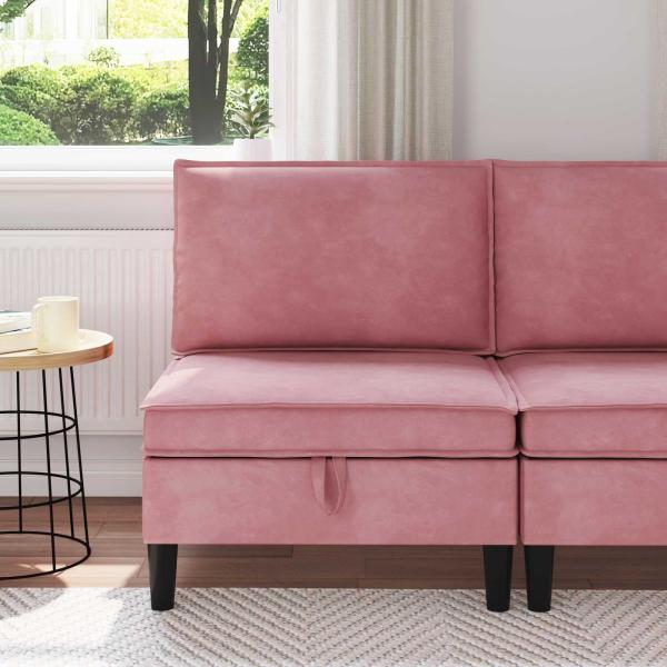ARDEBO.de - Mittels Sofa mit Stauraum Rosa Samt
