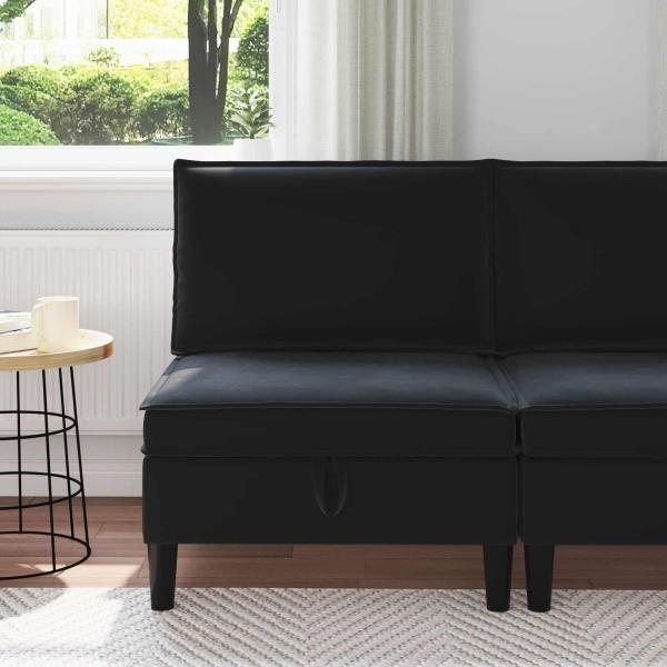 ARDEBO.de - Mittels Sofa mit Stauraum Schwarz Samt