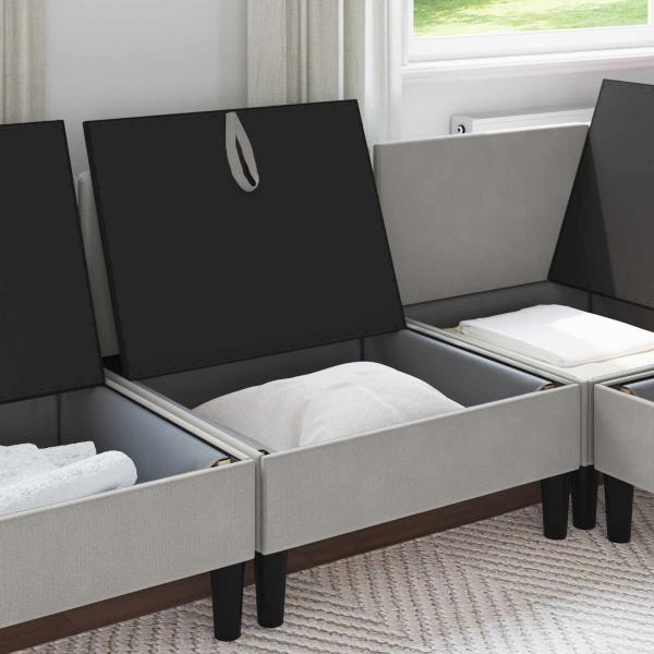 Mittelsofa mit Stauraum Hellgrau Samt