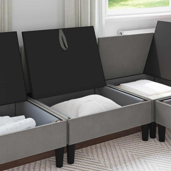 Mittelsofa mit Stauraum Dunkelgrau Samt