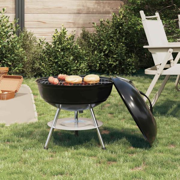 ARDEBO.de - Holzkohlegrill 36,5 x 36,5 x 40 cm Schwarz